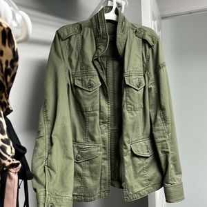 Womens hooded military jacket. Mid length
